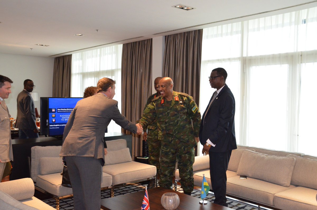 RwandaMoD's tweet photo. The Minister of Defence, Hon General James Kabarebe has received today the British Minister of State for the Armed Forces, Rt Hon Mark Lancaster to deepen defence cooperation of the two countries https://t.co/LDjhUV7xy1 https://t.co/l0qMXhPPP8
