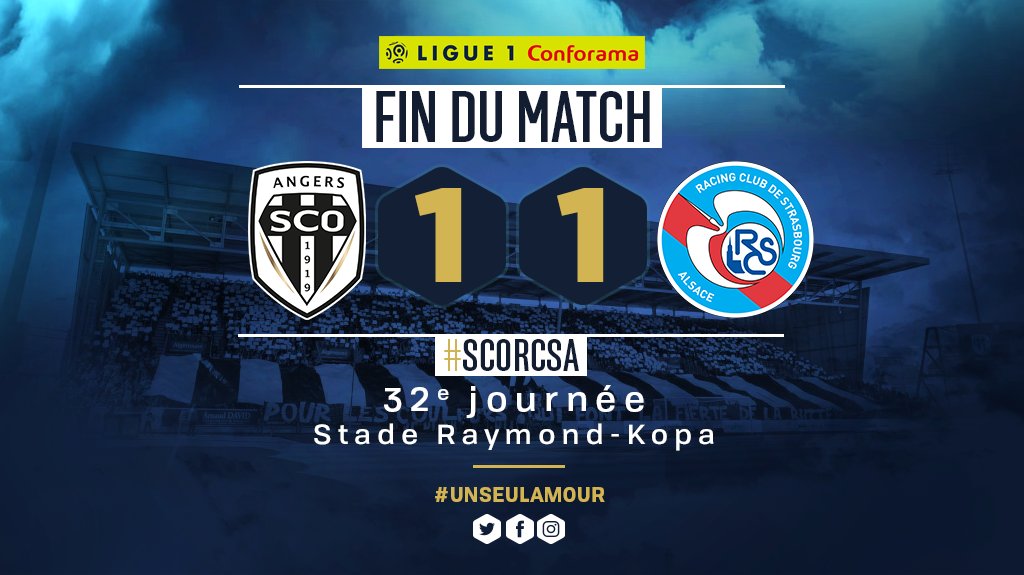 RCSA's tweet photo. 🏁 90'+3 TERMINÉ ! Pour la troisième fois consécutive, le Racing a été mené au cours d'un match et a su revenir au courage ! Les Strasbourgeois arrachent un point ô combien précieux dans leur quête du maintien 👏

#SCORCSA (1-1) https://t.co/DqMJQfvbhN