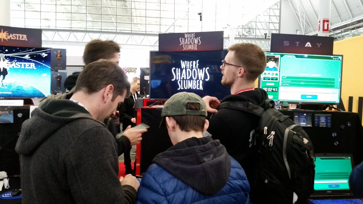 GameRevenant's tweet photo. Always a packed #Minibooth! Glad to see people remember the game from last year!!
#PAXEast #WhereShadowsSlumber https://t.co/KJ7tgoTWCM