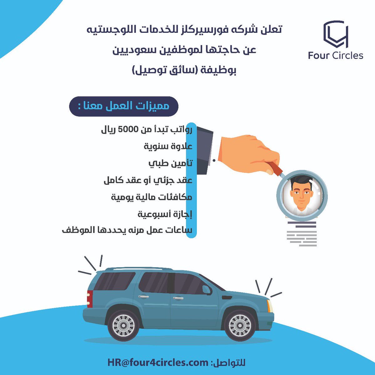 4_circles's tweet photo. فرص عمل وظيفية لدينا بمميزات عالية ، الرجاء ارسال السيرة الذاتية على HR@four4circles.com
الله يكتب لكم الخير وين ماكان 💙
 #النصر_الفتح https://t.co/ewEYLILzO7