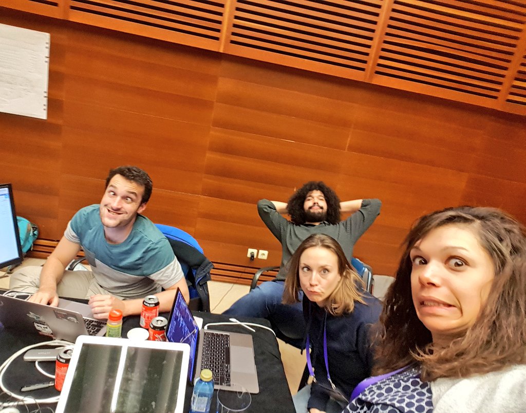 Marjo's tweet photo. Guarana 💥, Ginseng ⚡, Fruit Juices 🍊🍋 and caffeine ☕... Our energizing cocktails started to have surprising effects on the team! 🙃

Tick-tock-tick-tock⏳: We still have 11h15 left before the end of the hackathon (at 9.30am 🕤 tomorrow)
#hackathon #icomhackathons18 #icom18 https://t.co/vpW7aZuxap