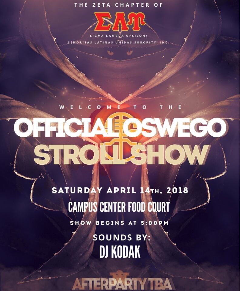 Kumi_MSU's tweet photo. Official Oswego Stroll Show. Saturday, April 14th at Marano Campus Center Food Court ❗️❗️❗️#allroadsleadtoOZ #OZstrollshow #OzGreeks #SUNYOswego #OzGreekLife #MuYork #MSU #musigmaupsilon https://t.co/NxTGi18skk