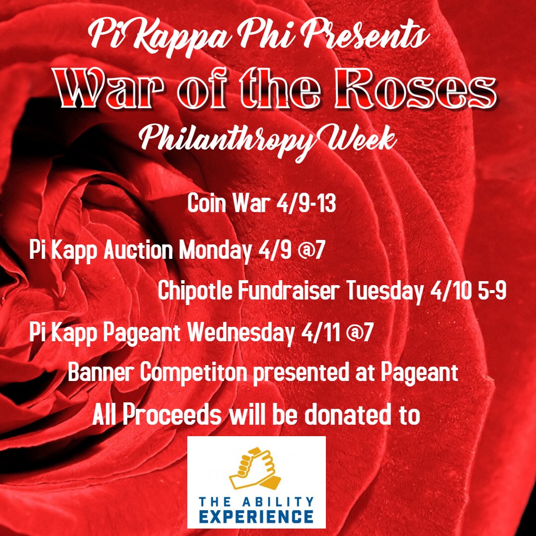 War of the Roses philanthropy week starts Monday! Come out and show your support.