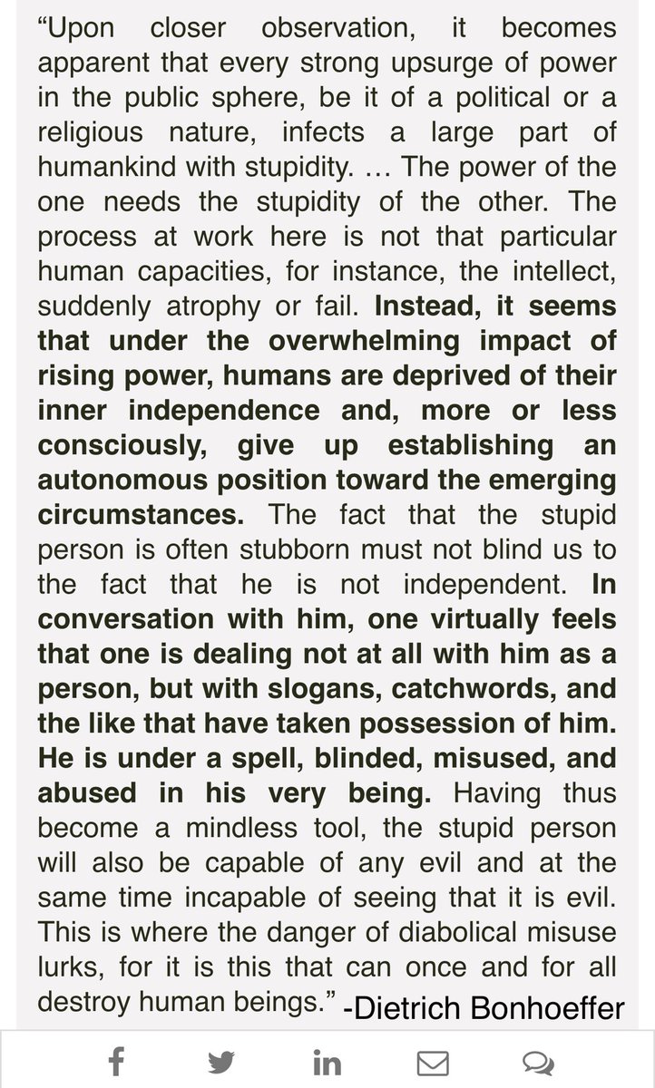 Mr_Cat_Dad's tweet photo. From Dietrich Bonhoeffer on some things that lead to the rise of Hitler. It sounds too familiar and applicable to today. https://t.co/206jCedKPa