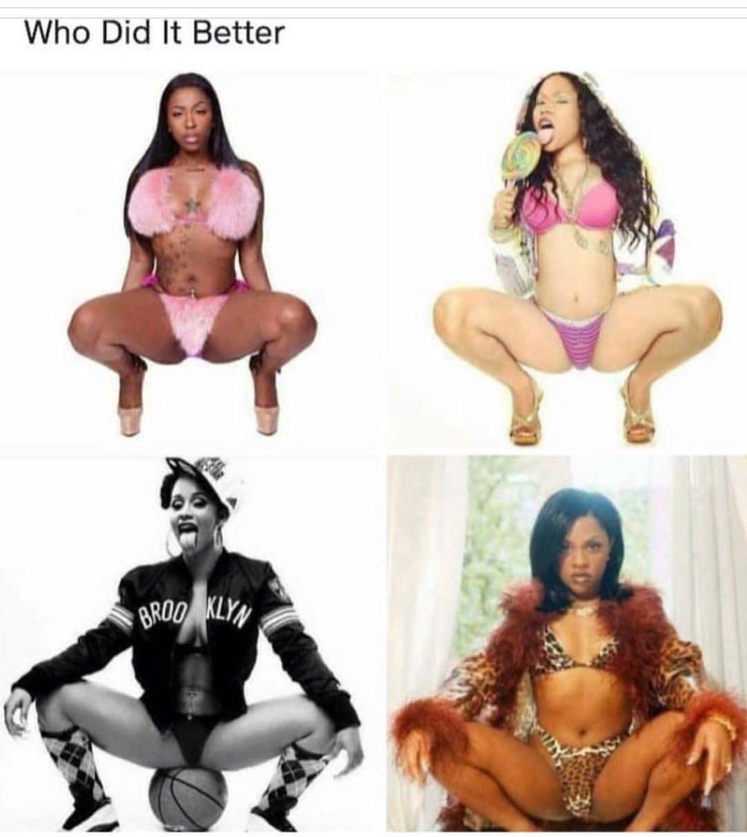 goldenmonkeycrw's tweet image. Who did it better #squatgoals #drake #lilkim #cardib #kash #nicki
