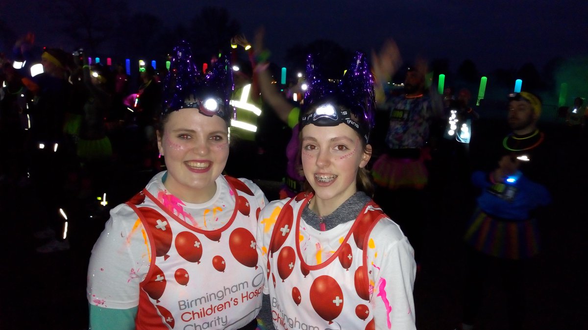 Bham_Childrens's tweet photo. Alanna and Megan #gettingtheirglowon and showing their support for #teamBCH thank you! @Glowintheparkuk https://t.co/0cOiCvlbwn