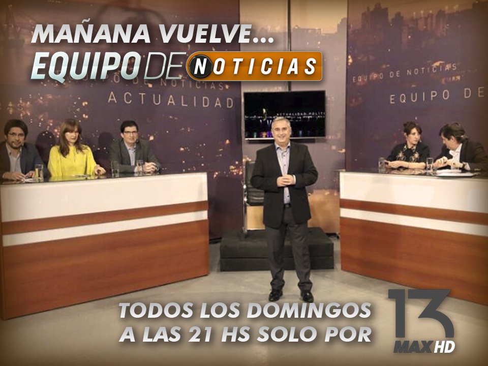 LT7Noticias's tweet photo. 😃 Mañana regresa @EquipoNoticias 🎉 ¡con grandes invitados!, a partir de las 2️⃣1️⃣ Hs. Solo por #13MaxTv 📺 https://t.co/ubUt22XNlK