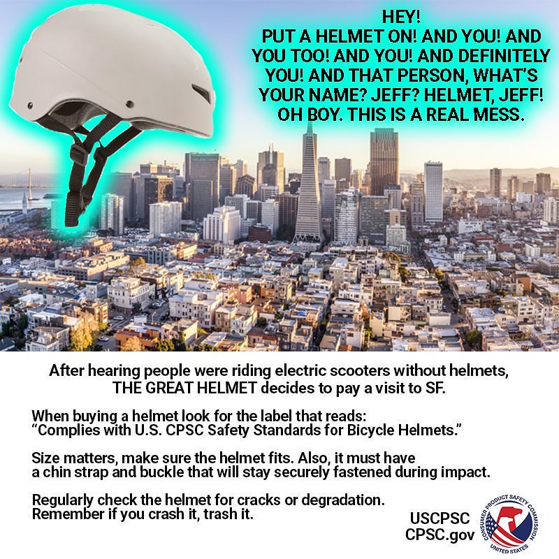 USCPSC's tweet image. Always wear a helmet, #SanFrancisco Bike safety blog: bit.ly/2r8Dny1  #SaturdayMorning