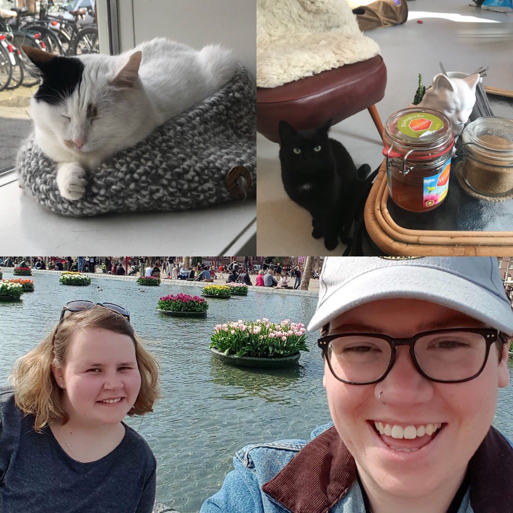 LibbyAutism's tweet photo. Another lovely day in Amsterdam, I was feeling quite tired &amp; overwhelmed with the crowds, noise &amp; traffic. So my friends &amp; I sat in the sun by the river for most of the day as the sound of water calms me. In the evening we drank tea at a cat cafe. Perfect day. 🐈😍 #autism https://t.co/2cizm9ZKVU