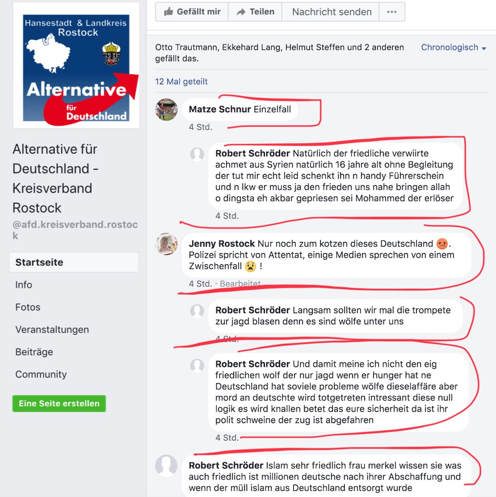 DerNorb's tweet photo. Der Kreisverband der #AfD #Rostock, vertreten durch Volker #Litke und Stephan #Teschner, teilen die „pietätvollen“ Krokodilstränen des Hetzers #Meuthen, lassen aber die Hetzkommentare davor stehen...
Was für Widerlinge...
#Münster https://t.co/0SuG18erxM