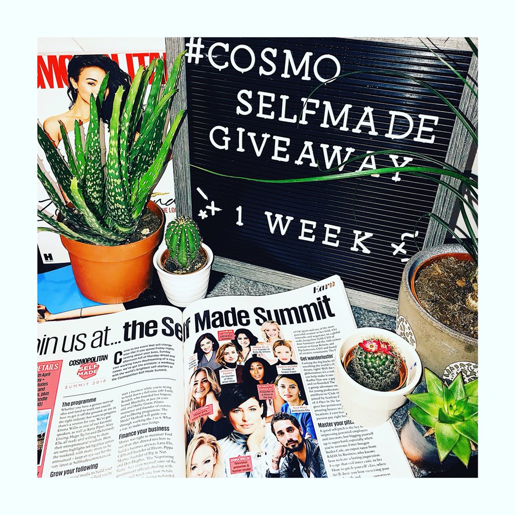 🌟 WIN WIN WIN🌟 
1 WEEK TODAY WE OPEN THE DOORS TO <a href="/CosmopolitanUK/">Cosmopolitan UK</a>’s #SELFMADESUMMIT

🎉 TO CELEBRATE, WE’RE GIVING YOU + A FRIEND THE CHANCE TO JOIN US FOR THE JAM PACKED WEEKENDER

TO WIN👇
1. LIKE HEARSTLIVEUK FB PAGE > facebook.com/hearstliveeven…
2. FOLLOW HearstLIVEUK ON INSTA