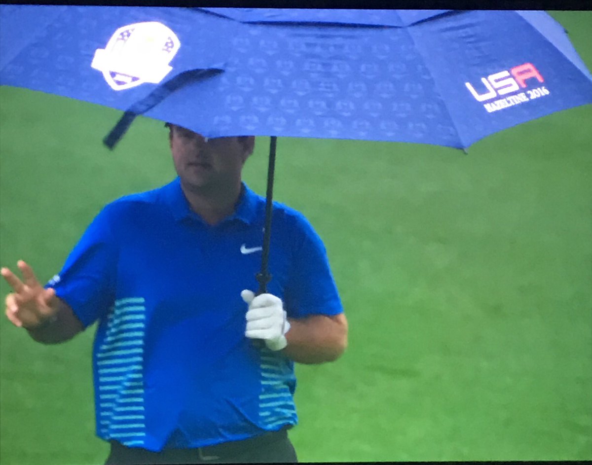 SportsSturm's tweet photo. "In case y'all forgot, I carry this umbrella to represent Rory's scalp from Hazeltine." https://t.co/sO2YUVcIGo