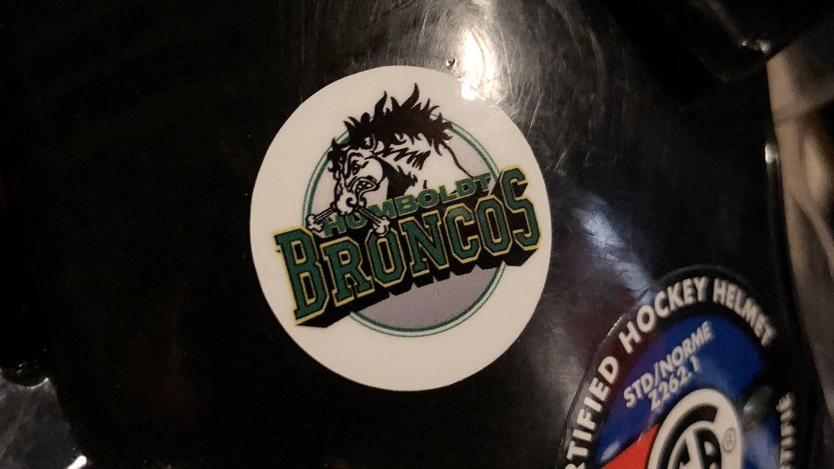 NHLFlames's tweet image. #VGKvsCGY Game Note: The #Flames and Golden Knights will have @HumboldtBroncos decals on their helmets for this evening&apos;s game.