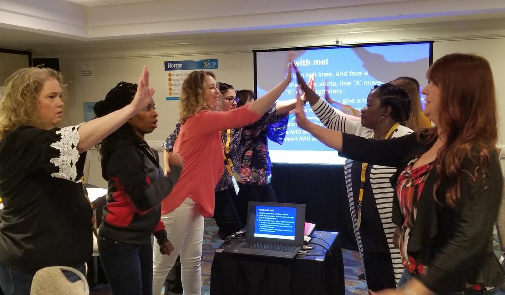 Virginia_odessa's tweet image. MS Counselors modeling the #Congaline #WICORized activity. Ready for #AVIDSI18 #StaffDeveloperTraining @AVID4College @AVIDProflearn