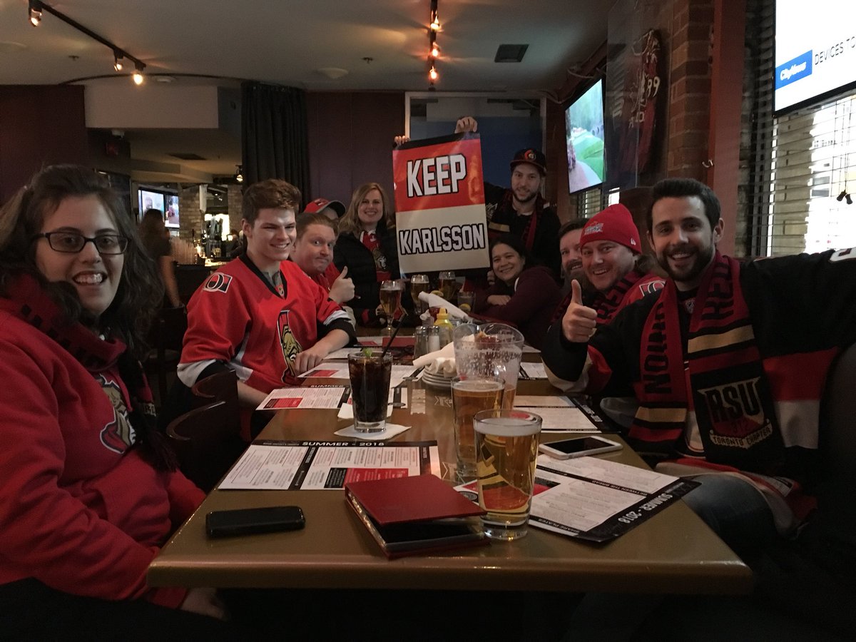 redscarfunion's tweet photo. #RSUToronto settling in for the 2017/2018 #SeasonFinale! #Sens
#SaveErik #KeepKarlsson #MrNorris https://t.co/pYyJ1WvBLi