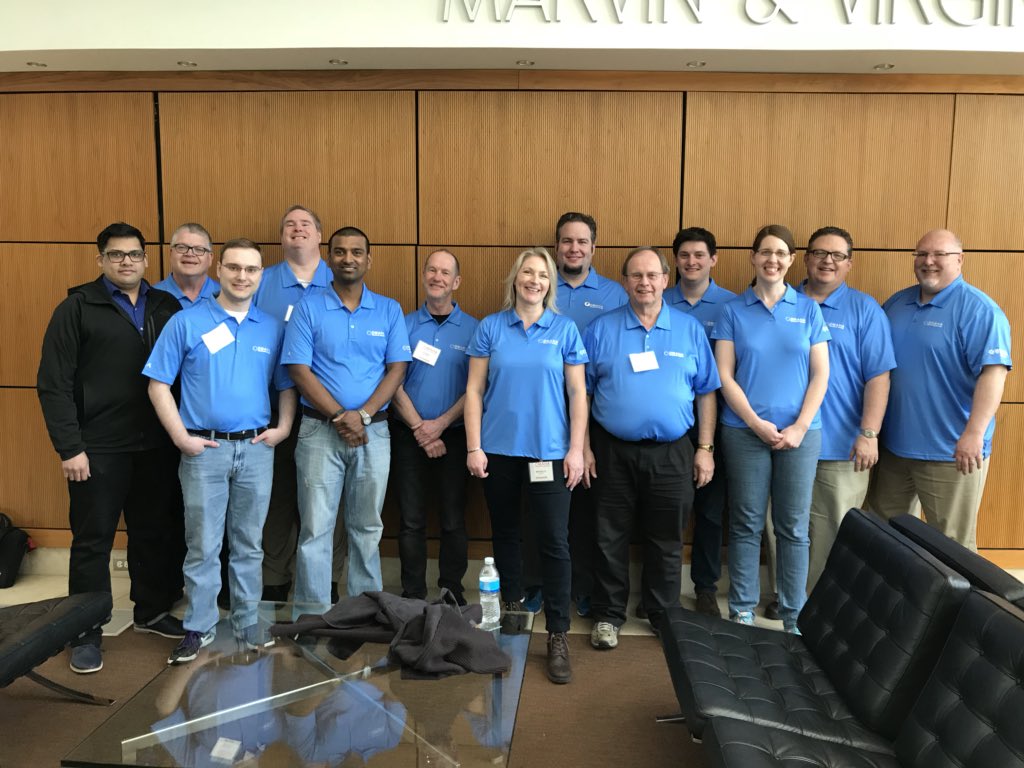 DIPetersen's tweet photo. Some of the wonderful speakers for @SPSOmaha!  Thank you for sharing your knowledge! Thank you @BCBSNebraska for the awesome shirts! #ospug #sharepoint https://t.co/HbUTWWDIMp