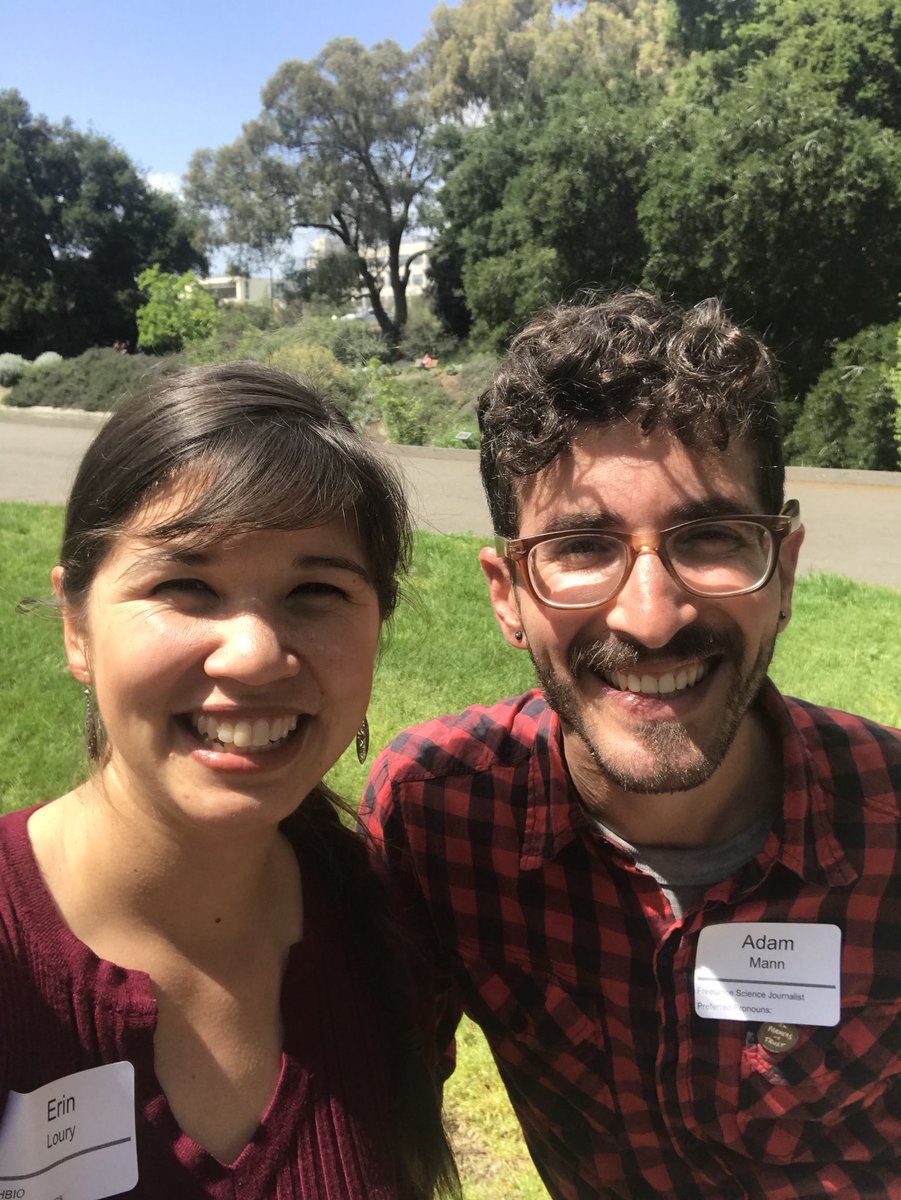 ironloudly's tweet photo. A #SciComm reunion! Fun day talking about #STEMeducation on a panel for #UCDSTEMCom18 at @UCDavis and seeing fellow @UCSC_SciCom alum @adamspacemann speak about representation in media. Go Slugs! https://t.co/oMy7LYXdgS