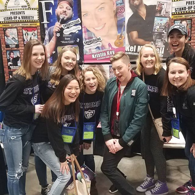 h2fcomedy's tweet photo. @thekristinkey hanging out with our new friends from @ust_star !
Hope we see you again soon!
#NACANPL
#2NAB https://t.co/XKFKKYOdJO https://t.co/wPJIBWmNem