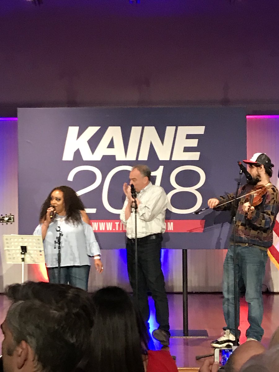 Cullop4Congress's tweet photo. @timkaine kicked off his 2018 campaign in Charlottesville today, and I was proud to be there to support him.  He is one of my role models in politics - his sincerity, intelligence, and thoughtfulness are all reasons he deserves to be re-elected. #VA05 https://t.co/wh0nlQ8JZL