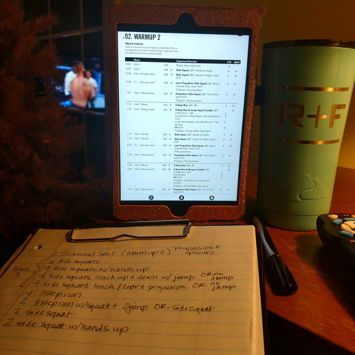 tommigrrl_VA's tweet photo. My usual Saturday night routine - UFC. Tonight is Rose vs. Joanna and working on choreo notes for launch. #LaunchWeekStartsTomorrow #UFC223 #LMTone1 #BodyCombat75 #YesThePinkTreeIsStillUp https://t.co/hixnc856C3