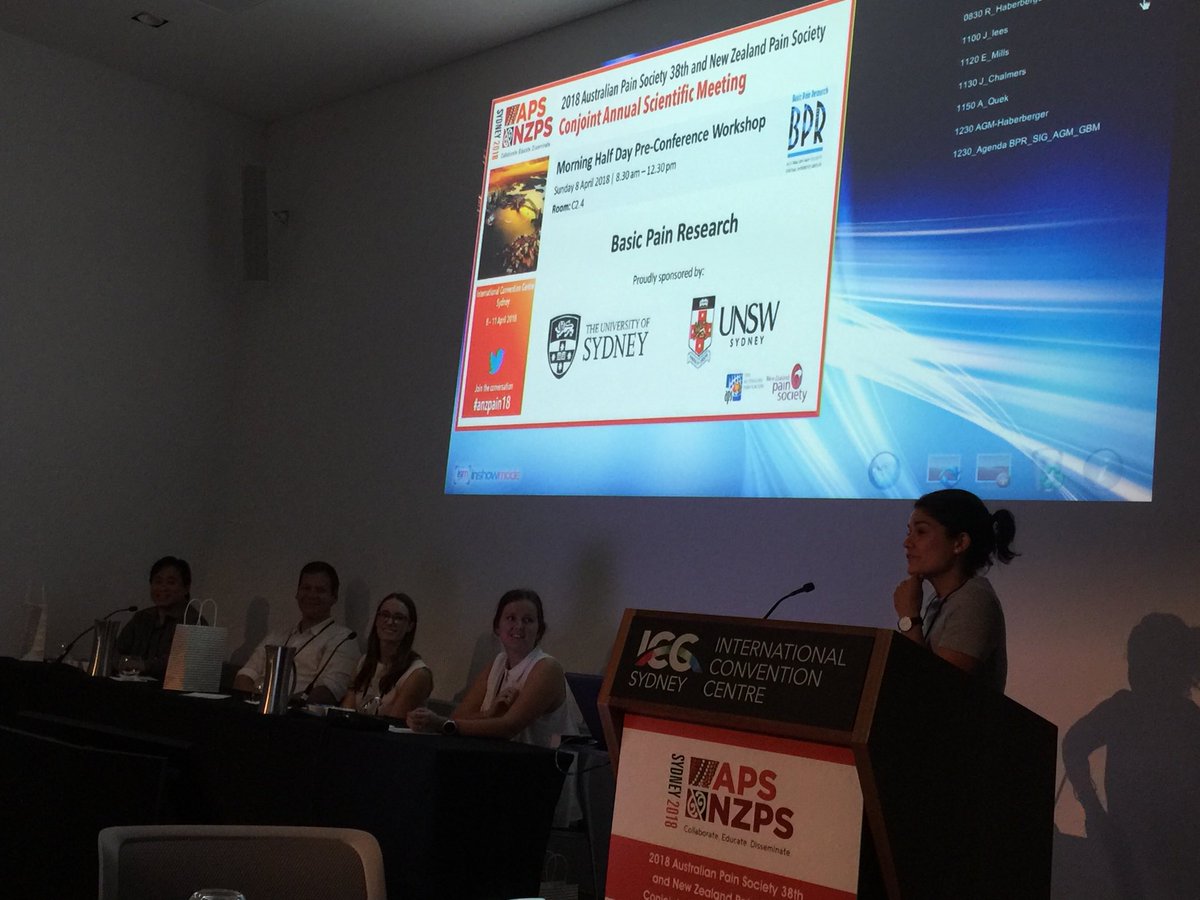 Great symposium and discussions this morning at the ‘Basic Pain Research’ meeting #anzpain18 ICC Sydney