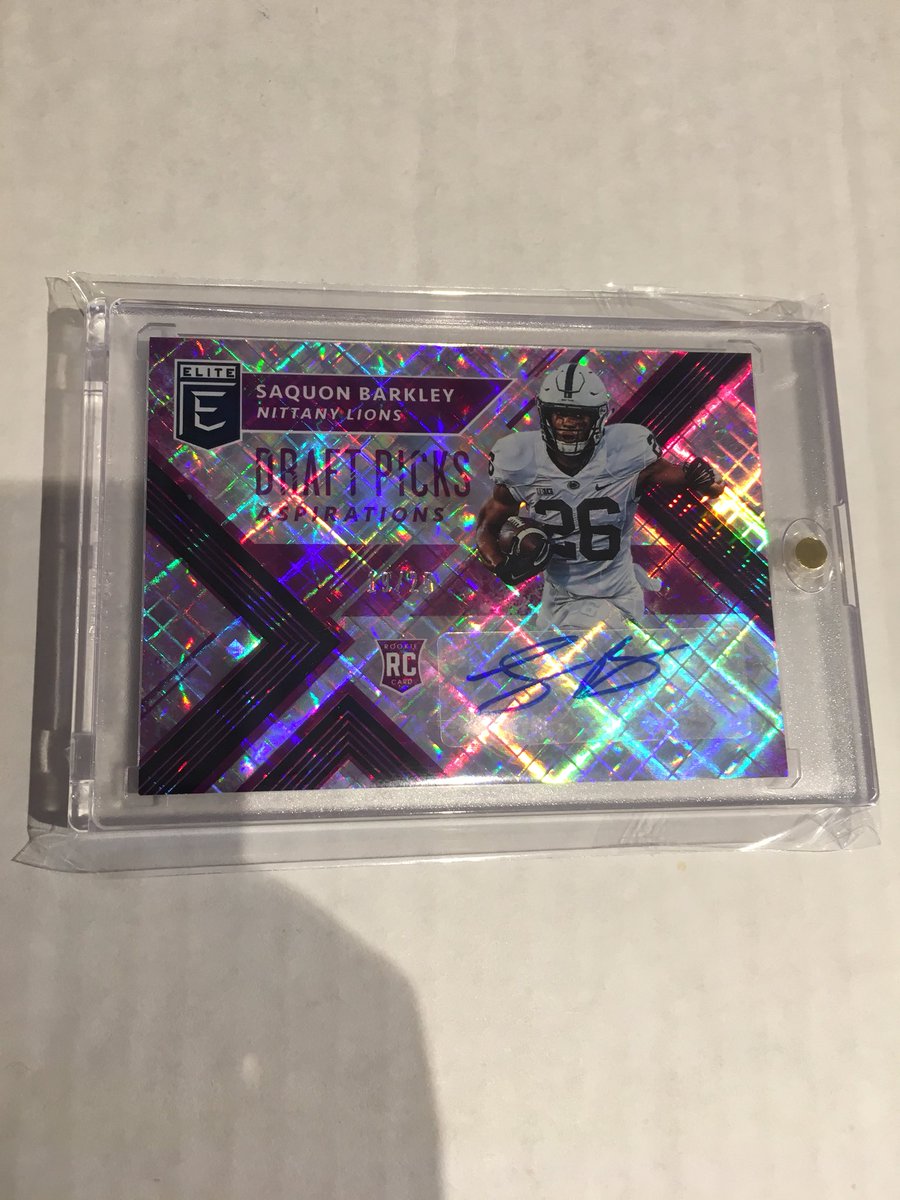 Shane_Teklits's tweet image. @SHOWYOURHITS I sat behind him in class a few semesters ago at Penn State, and now I have @saquon’s first rookie auto from @PaniniAmerica Elite Draft Picks #’d to 25!! Thanks @EvansCards!! #TheHitFactory #TradeDay