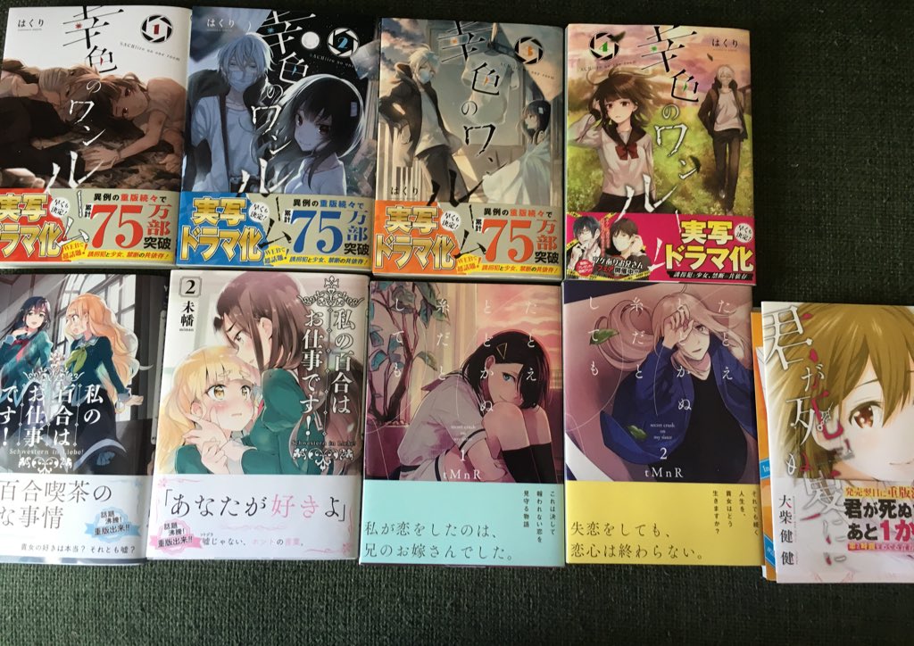 衝動買いした本たち(笑)

1枚目は続刊たち
ハッピーシュガーライフは好きすぎてアニメ化もあったので電子と2つ持ちになりました(笑)
あっオタ恋も2冊目です(笑) 