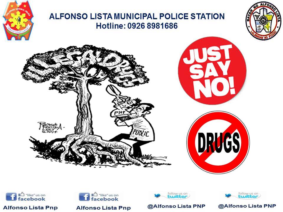 PNPAlfonsoLista's tweet photo. Just say no to illegal drugs.
#PNPAnti-illegaldrugscampaign
#PNPProjectDoubleBarrelReloaded https://t.co/5bsrJIG4jp