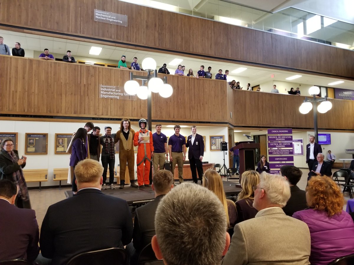 NSPEPrez's tweet photo. @KStateEngg Thanks to #SteelRing students, dept. leaders, faculty and @KStateAlumni for promoting Open House. 96 years of communicating the value of engineering to the public! https://t.co/UjXTuJCEge