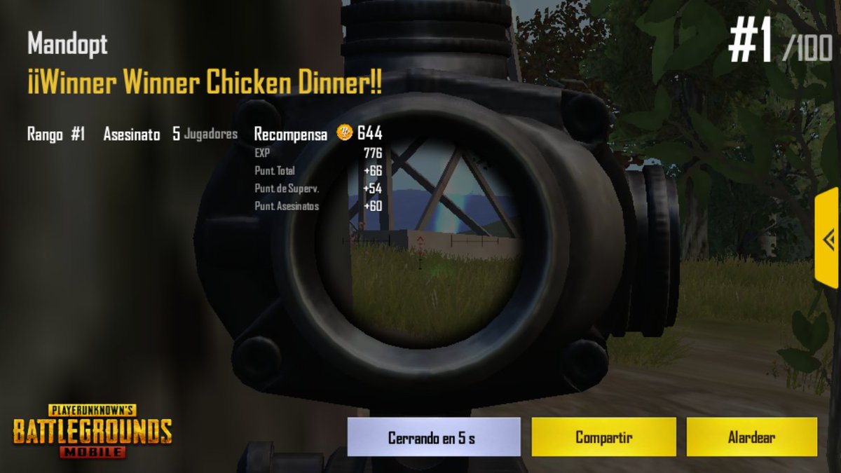 JoiOpt's tweet image. Primera partida, primera vez que juego y "Winner Winner Chicken Dinner!!" Ver gameplays si funciona 💪💪 @PUBGMOBILE #PUBG #PUBGMobile