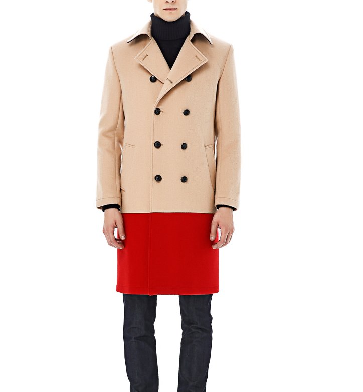 LONG TAN RED 2TONE POPULAR FASHION MENS PEACOAT http//www.needpeacoat