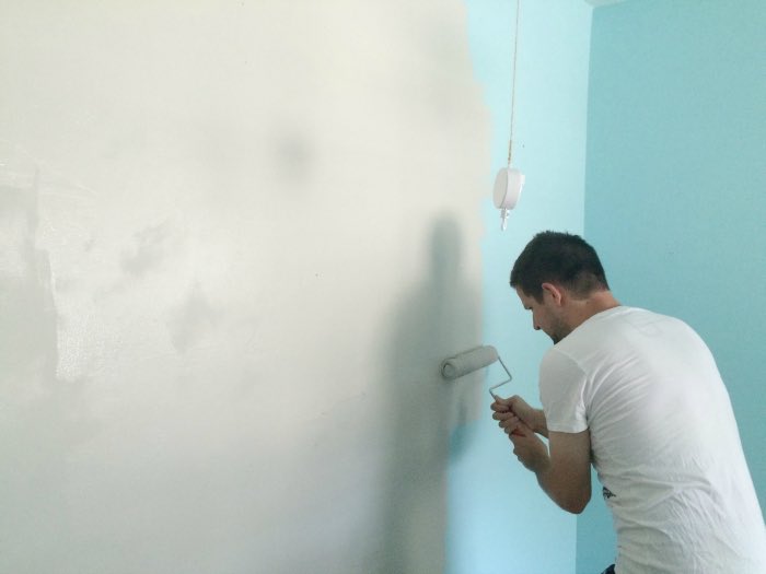 In Theodore’s old room, painting it for our baby girls arrival <a href="/ARGrey_GM/">Anastasia Grey</a>