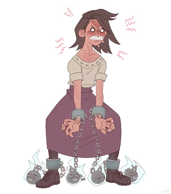 #AdventureApril day 7: Weary traveler
Cursed by a passing wizard for her attitude, local girl literally drags herself across the kingdom in a valiant quest to beat the snot out of him 