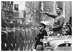 OfOneGermany's tweet photo. Watching his Wehrmacht and Waffen-SS armies march down the street of downtown Berlin, the dictator stood inside a Kubelwagen and gave his iconic salute. He then looked on at the parade. 

''They will continue to fight for Germany until it is the only superpower on the continent.' https://t.co/eBVsPNxTgh