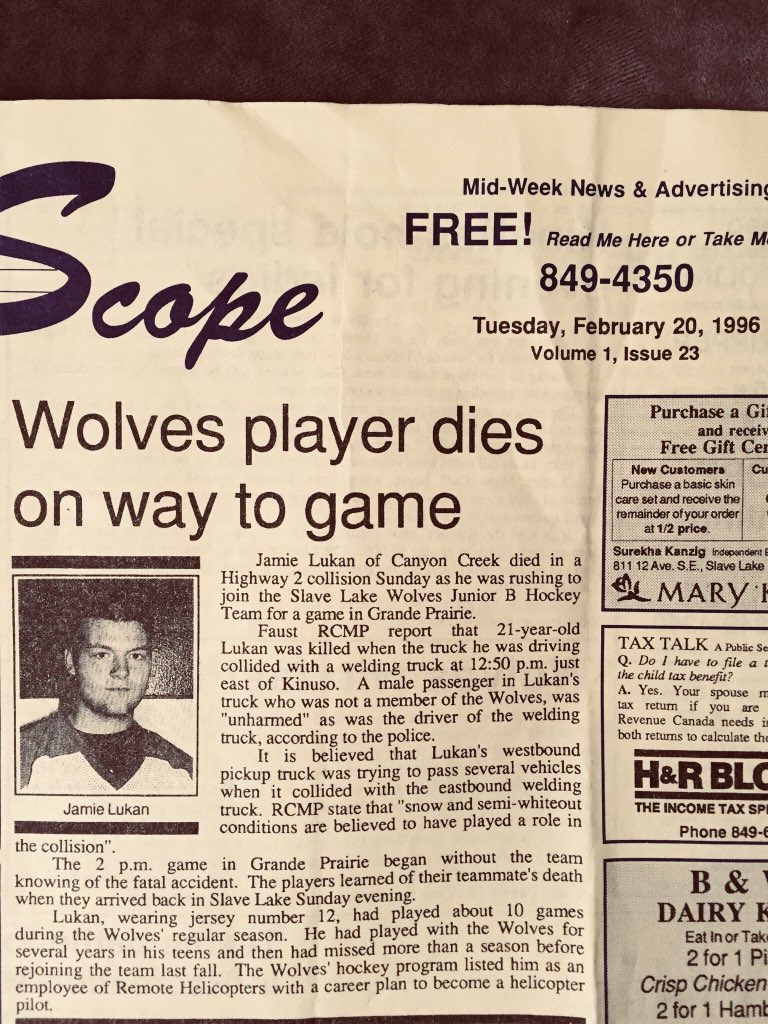 Yesterday’s tragedy brings back bad memories! Lost a good friend and teammate 22yrs ago. Unfortunately Jamie’s nephew was among the deceased. 😢#HumboltBroncos #humboltstrong #slavelake