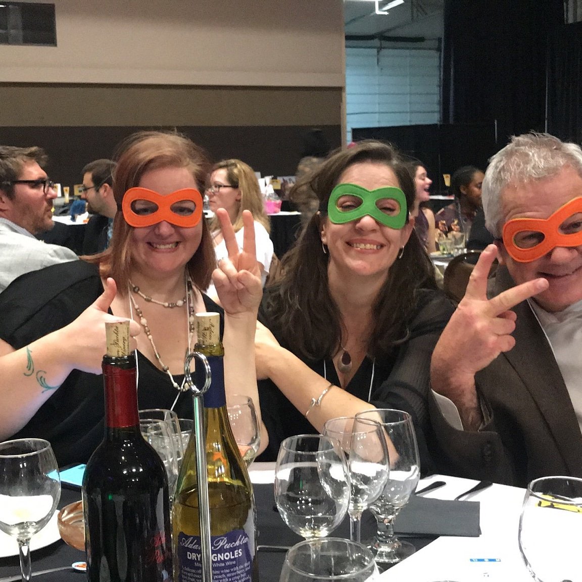 CBarry63's tweet photo. "Not all super heroes wear capes!"  Being silly with our doctors and staff at the Missouri College of Veterinary Medicine Gentle Doctor Benefit fundraiser dinner, designed to help provide scholarships for the next generation of veterinarians. https://t.co/RnDd2MBmj4