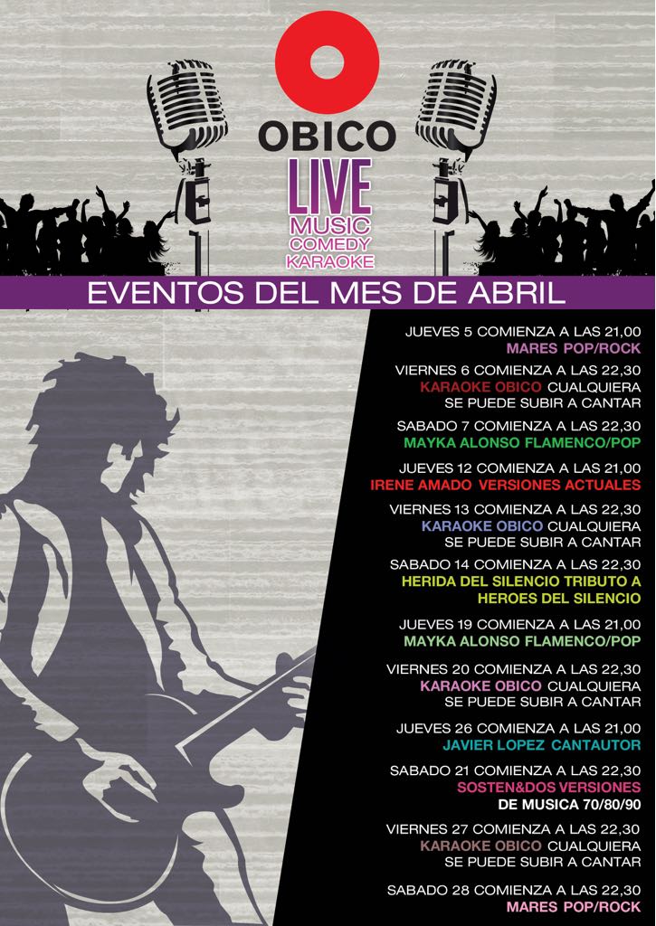 ¿Habéis visto la programación de Restaurante #Obico?🎤🎼🎸
#musicamadrid #musicaendirecto #karaoke #cañas #tapeomadrid #afterwork #musica #envivomadrid #directomadrid #planazomadrid #restauranteobico