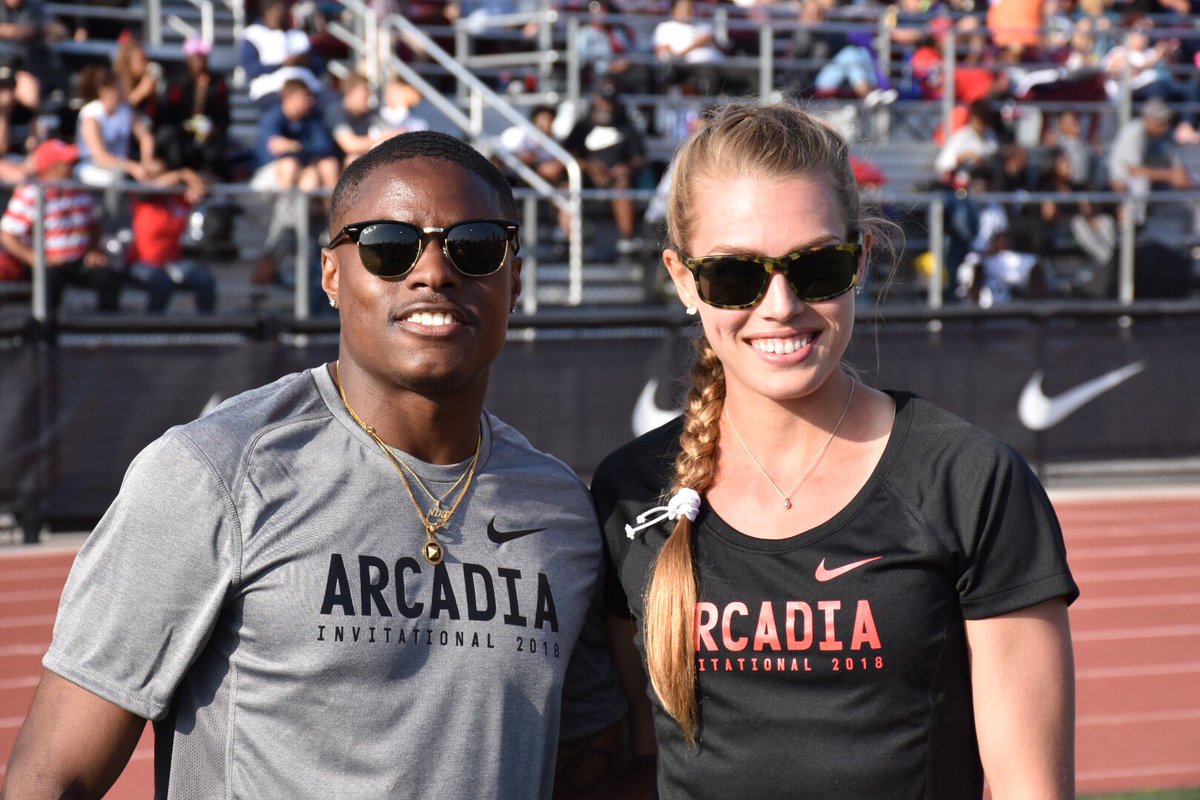 ArcadiaUnified's tweet photo. A big thanks to Olympians @steeple_squigs & @__coleman for visiting the Arcadia Invitational & being so nice friendly with all the athletes! A huge inspiration for our future Olympians who are no doubt competing here today! #ArcadiaInvitational #arcadiainvite #mydayinla #niketf https://t.co/A1J1Ws1p2C