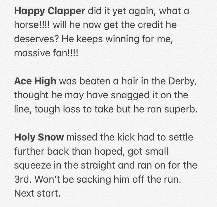 tetleys_tips's tweet image. Day 1 2018 Sydney Championships Review
Tips
Holy Snow 🥉🥉🥉
Happy Clapper 🥇🥇🥇
Ace High 🥈🥈🥈
#HappyClapper #Doncaster #Racing #HorseRacing