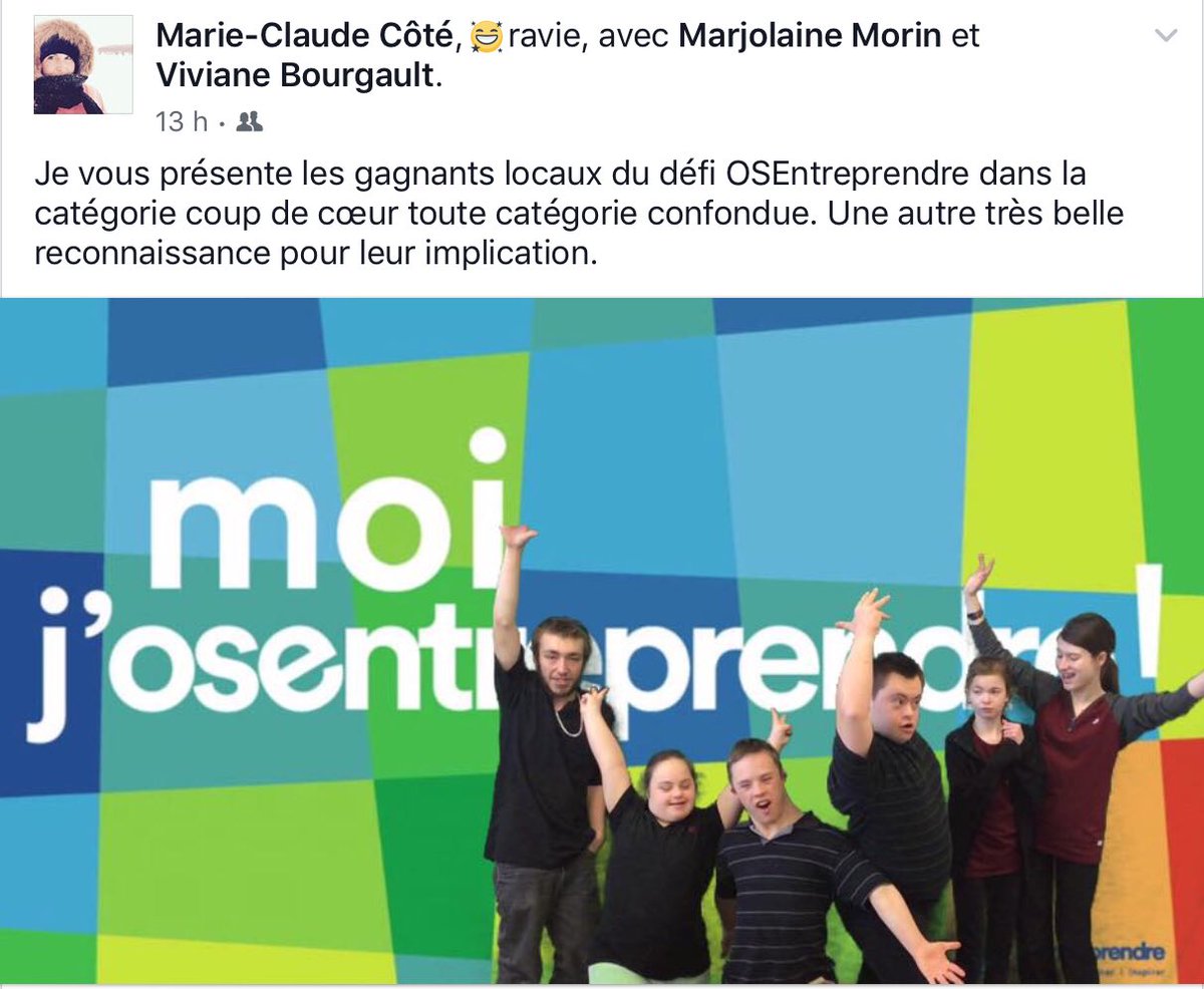 Kellyleclerc2's tweet photo. #cferb #cferpic félicitations à la gang de madame Marie-Claude pour le prix coup de cœur. https://t.co/3zKPJWCPHr