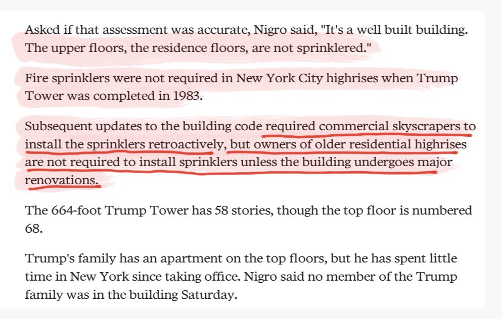 joshtpm's tweet photo. No sprinklers on the upper floors of Trump Tower. https://t.co/J8OyUTv8XX https://t.co/ZKZuJu4PVV