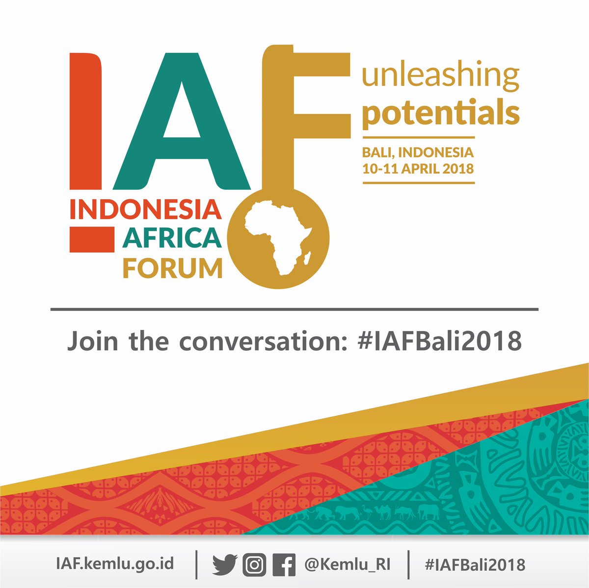 Kemlu_RI's tweet photo. The first ever Indonesia-Africa Forum will be commenced in Bali, Indonesia, 10-11 April 2018. Join the conversation by using the hashtag #IAFBali2018 https://t.co/QMQda1PGaJ
