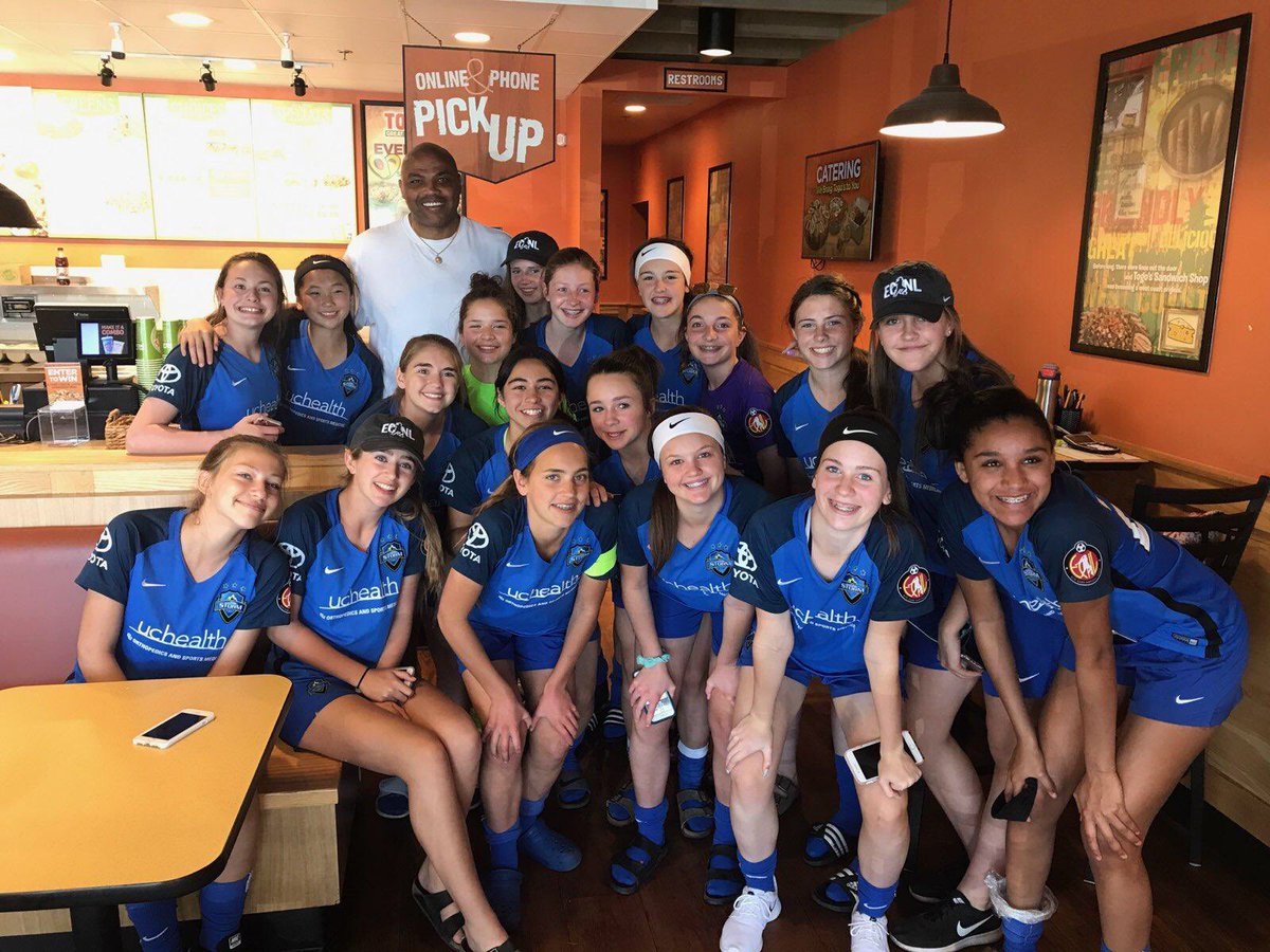 stormdeactivate's tweet photo. Storm ECNL 04's run into Legend NBA star Charles Barkley 😁 at Phoenix Showcase https://t.co/kBlbhk2lC7