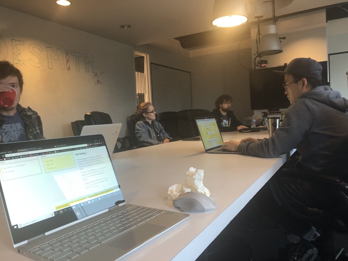 javascriptjoey's tweet image. Had an awesome afternoon @codesmithio today . I had the privilege of joining this group of like minded developers and together we worked on building a mobile application #codesmithio #node.js #javascriptla #javascript #js #fullstack