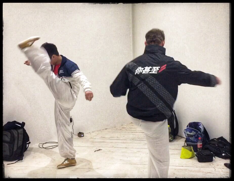 Martial_Way's tweet photo. Some more personal pics from the #AccidentMan UK Premier @FSFilmFestival #Wushu champions @SteveWushu @samuelmak_ #TonyClements Southern #PrayingMantis & his team 4Fighters rehearse backstage. https://t.co/XKQlsnuWqB