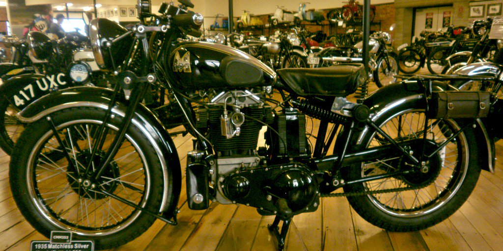 20 of the most stunning #bikes in the #Motorcycle Mecca Museum in New Zealand | 🖤 9. Matchless Silver Hawk, 1935. That big silver "M" looks like it belongs to a superhero. It's larger than life. Check the suspension under the seat!