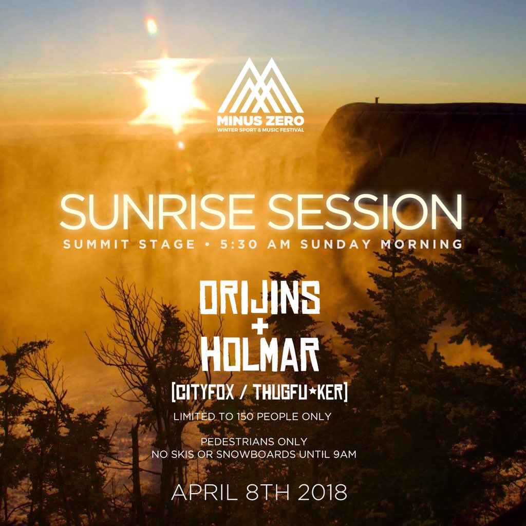 We can’t wait to see you as the sun comes up! Meet us at the Summit Stage bright and early tomorrow for our Sunrise Session! #snowshredsound #minuszerofestival #minuszero2018