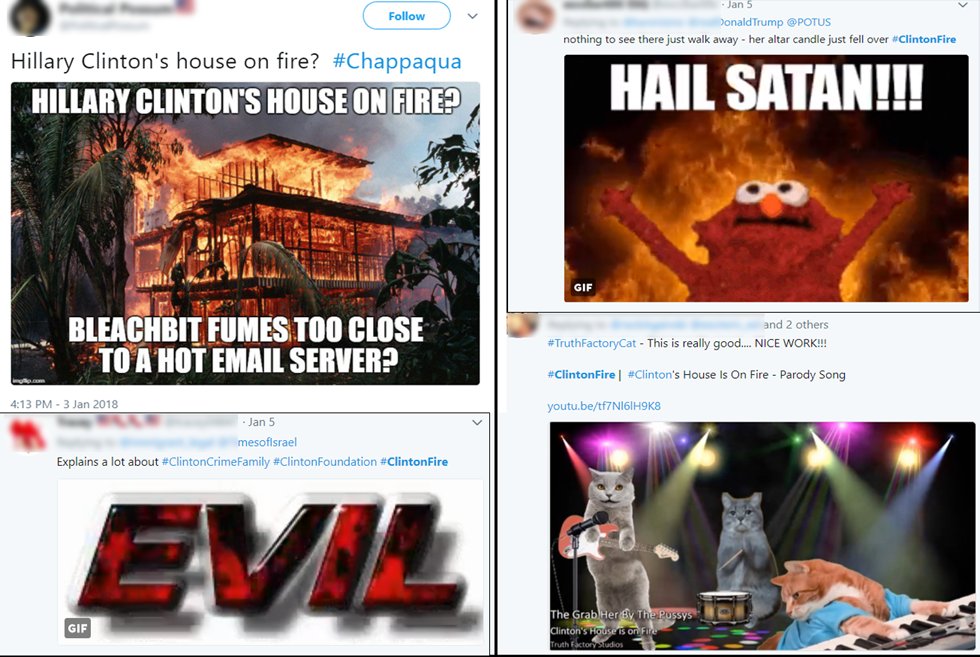 Wavinator's tweet photo. Bastions of compassion, Trump supporters are shocked-- SHOCKED I SAY-- that people are making fun of the fire at Trump Tower. They'd NEVER do such a thing were the situation reversed, would they?
#ClintonFire https://t.co/3DyCjUUD7w