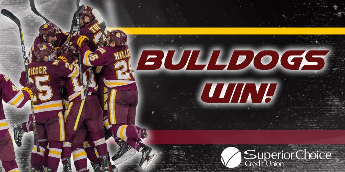 UMDBulldogs's tweet photo. Ladies and Gentlemen, your 2018 NCAA Champions! @UMDMensHockey 2, Notre Dame 1. #FrozenFour https://t.co/e6nZ4Ata1N