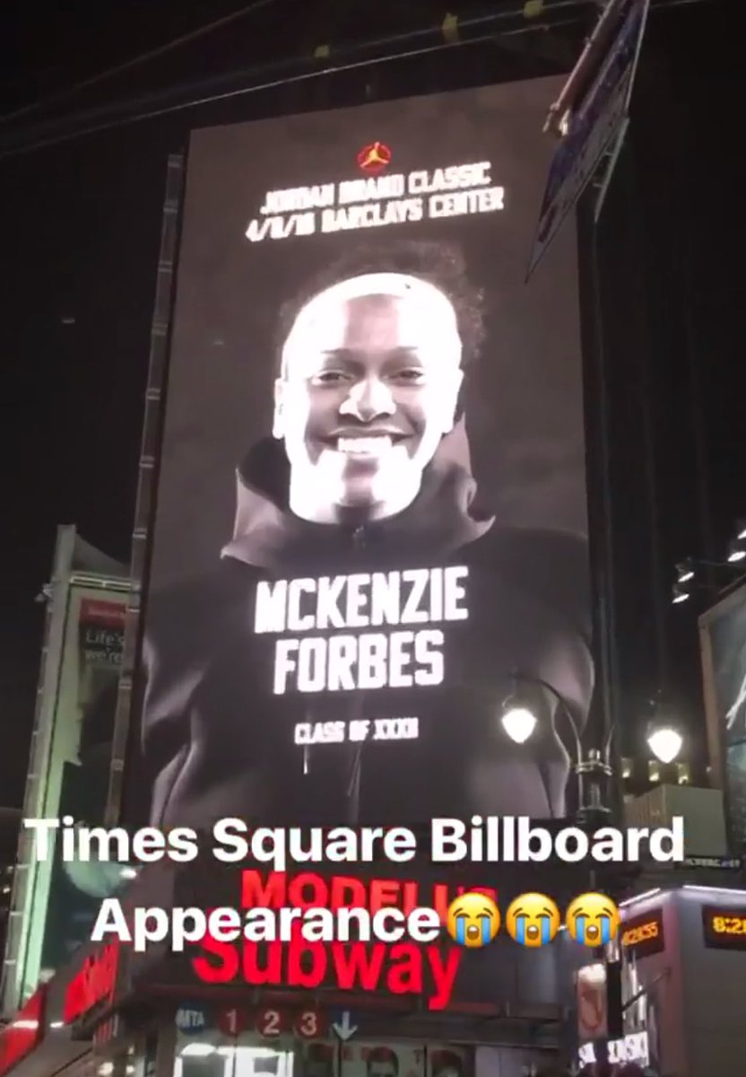 Our baby made it on the billboard in TIMES SQUARE!!! Happyyyy tearssssss lets GOOOOO Kenz!!! #jordanbrandclassic
